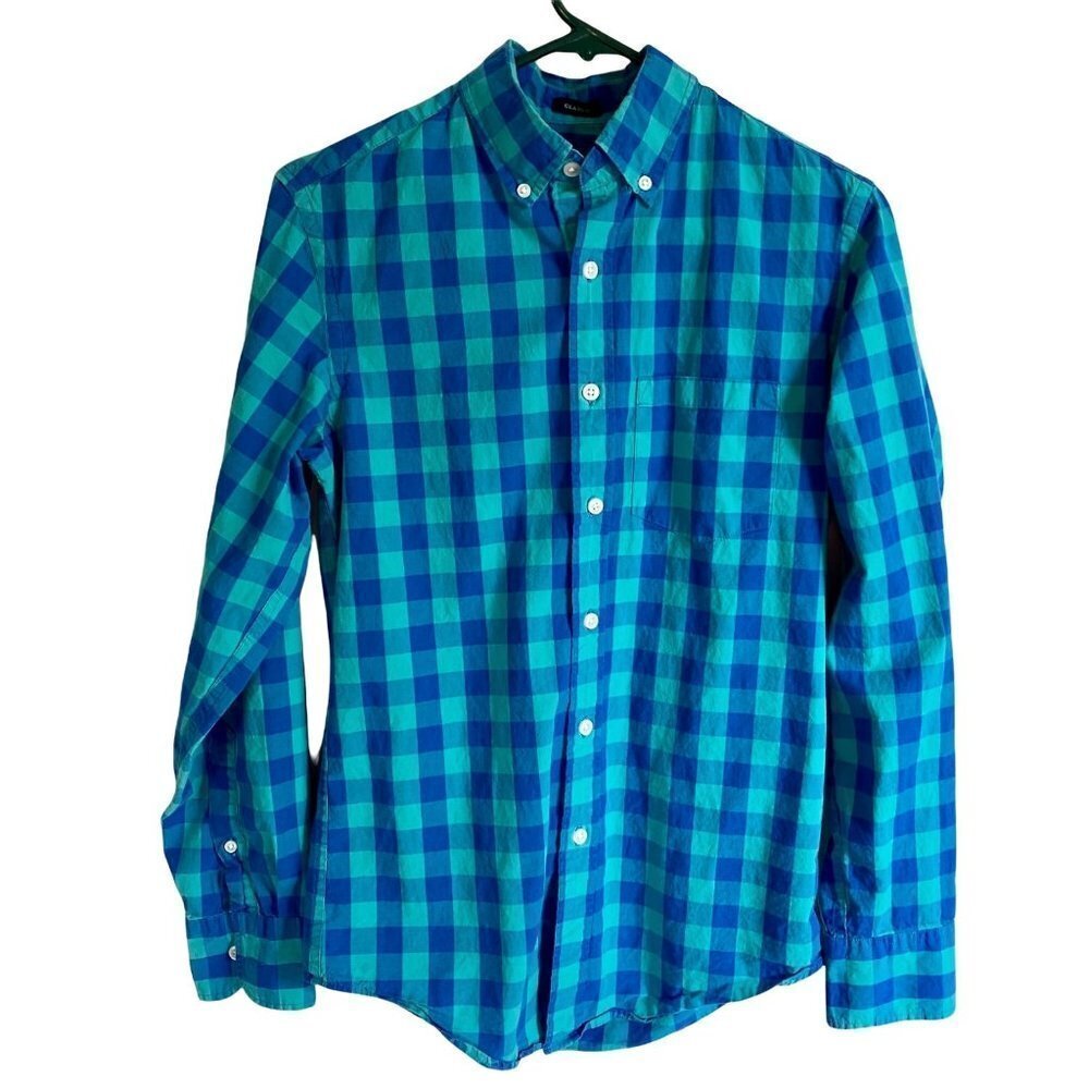 J. Crew Flex Washed Long Sleeve Button Down Blue Teal Shirt XS
